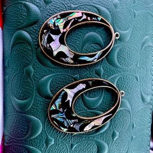 Imported Mexican Silver earrings with black enamel. Used, with no earring hooks